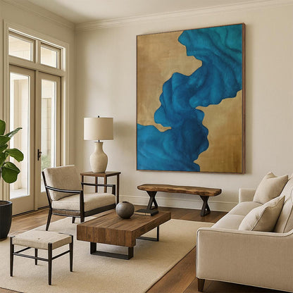 Grand Hand-Painted Abstract Painting for Hallway Stairwell Landing Walls