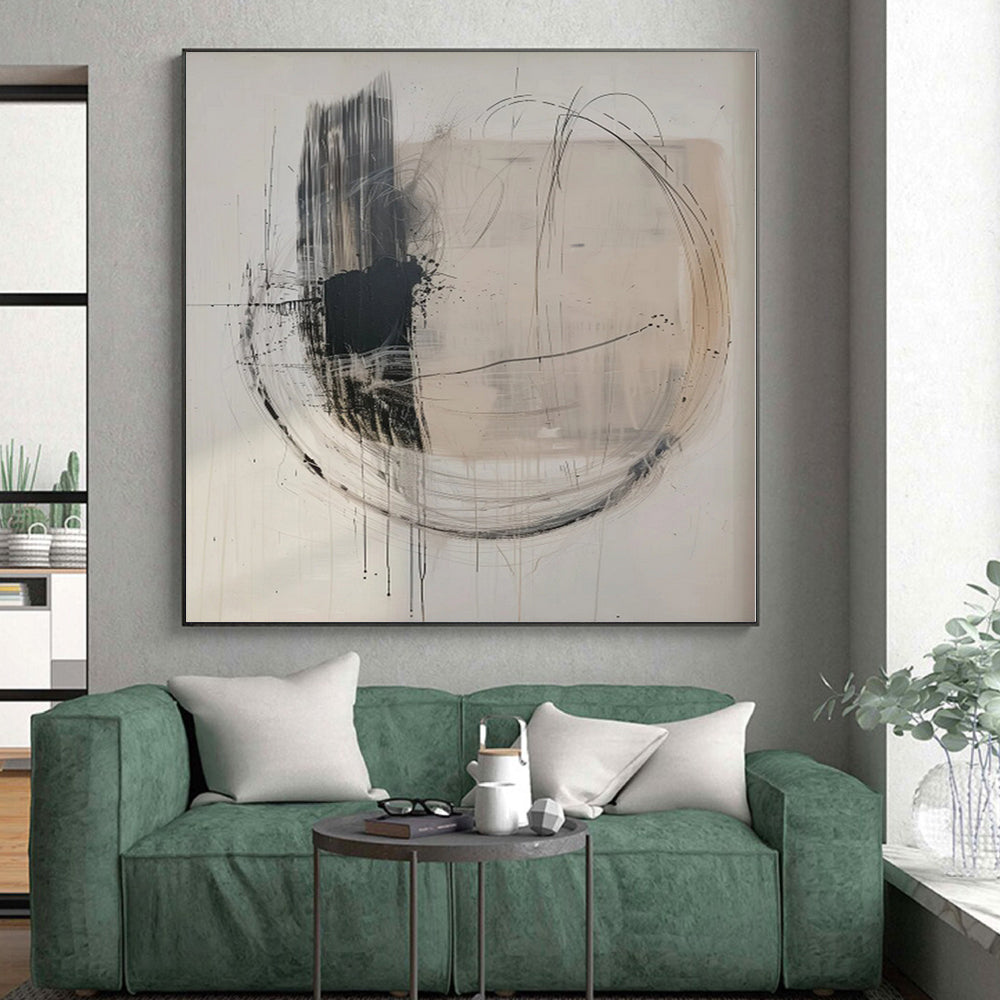 Giant Made-to-Order Abstract Painting for Living Room Bay Window Backdrops