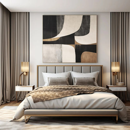Oversized Custom Hand-Painted Abstract Canvas for Dining Room and Hotel Lobby Lounge