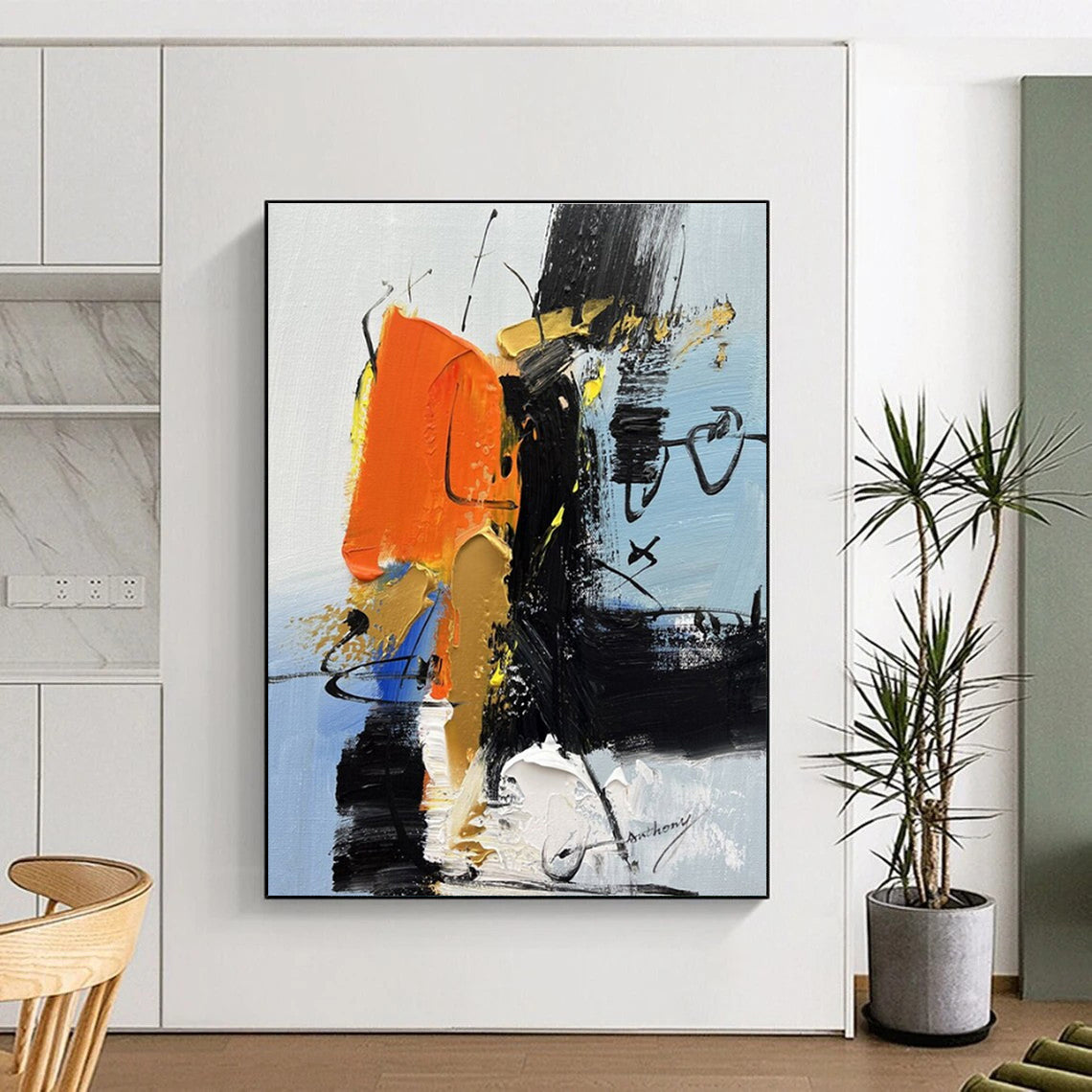 Giant Modern Abstract Painting for Master Bedroom Luxury Upgrade