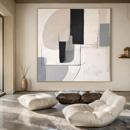Large-Scale Hand-Painted Abstract Canvas for Living Room and Bar