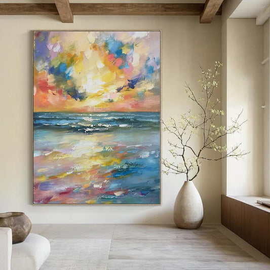 Custom Hand-Painted Abstract Mural for Bedroom & Hotel Poolside Cabanas