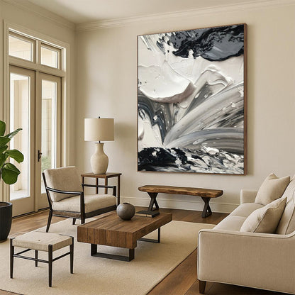 Oversized Hand-Painted Abstract Canvas for Home Music Studio Recording Booth Wall