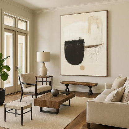 Immense Hand-Painted Abstract Canvas for Dining Room Buffet Areas