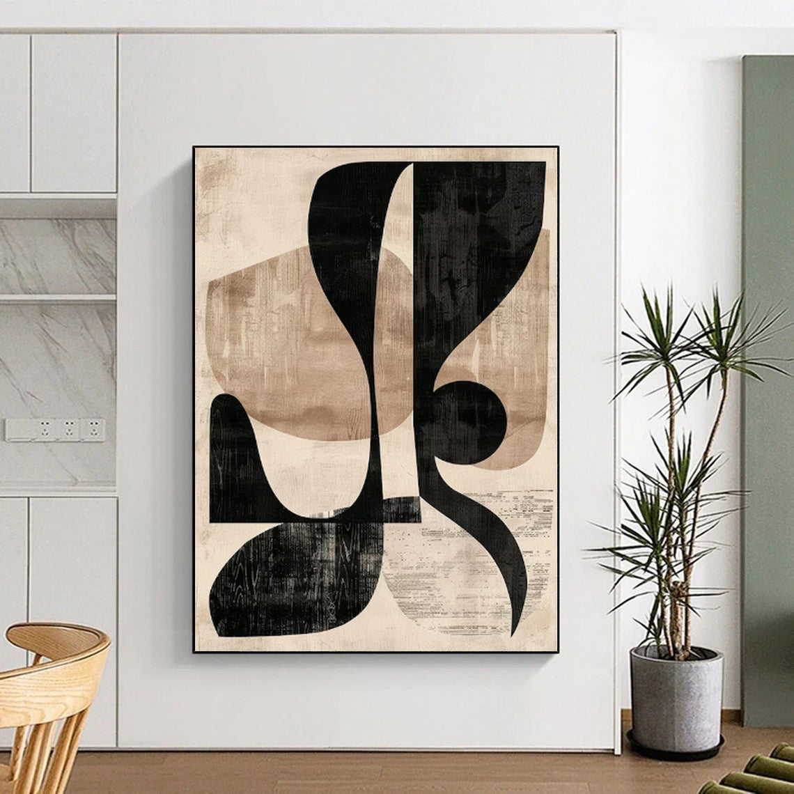 Gigantic Custom Abstract Canvas for Attic Living Space Feature Wall