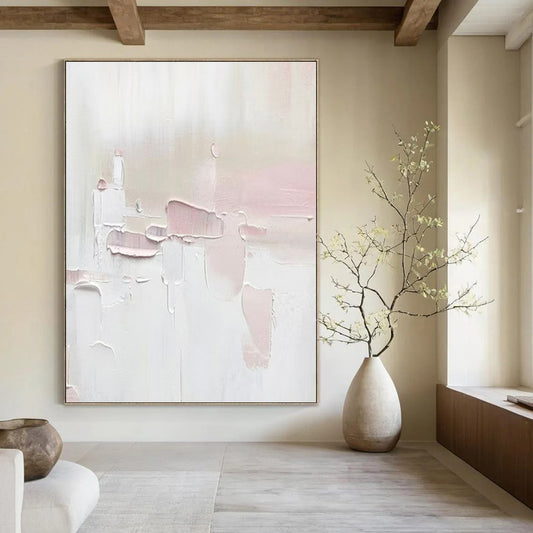 Oversized Custom Hand-Painted Abstract Canvas for Dining Room and Hotel Lobby Lounge