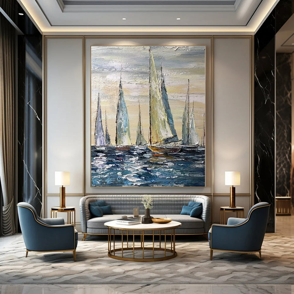 Hand-Painted Custom Abstract Artwork for Office Training Rooms