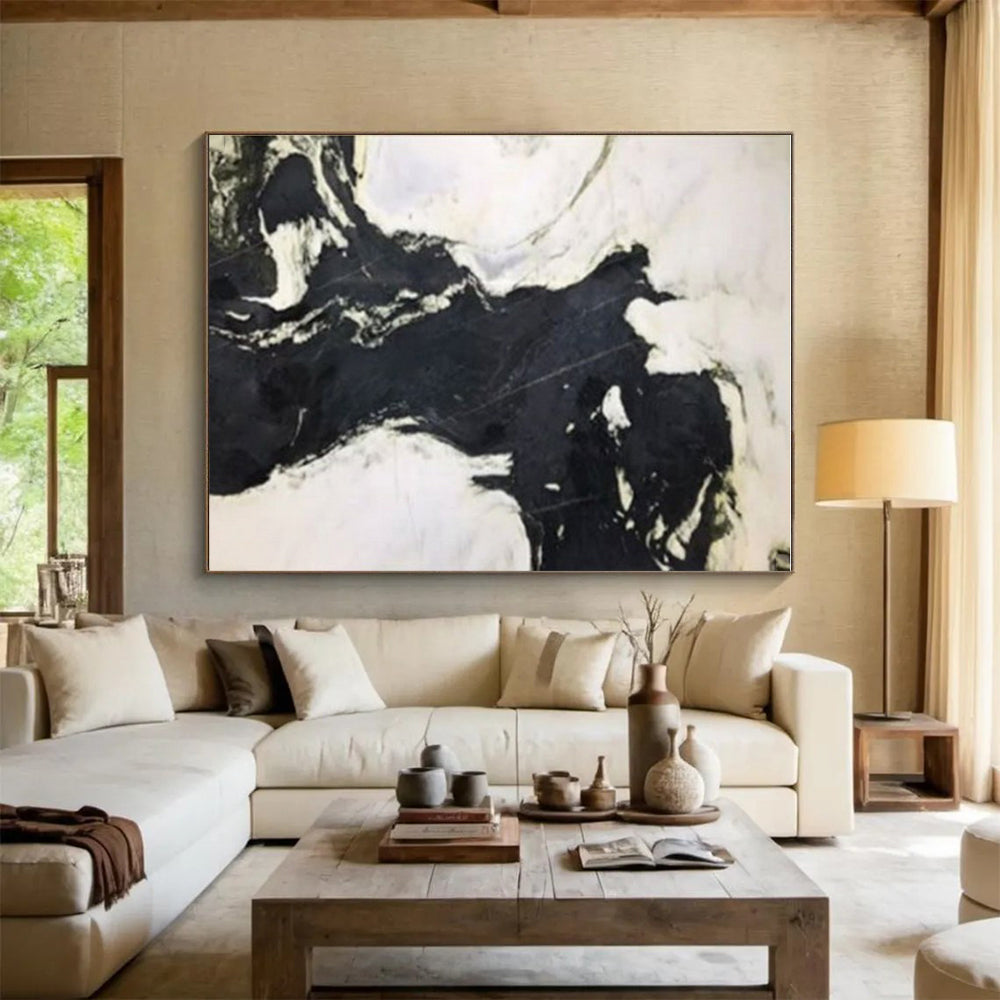 Oversized Modern Hand-Painted Abstract Canvas for Contemporary Hallway Picture Wall