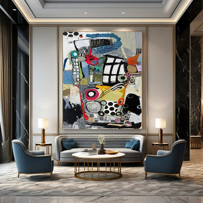 Large-Scale Hand-Painted Contemporary Abstract Canvas for Dining Room Open Walls
