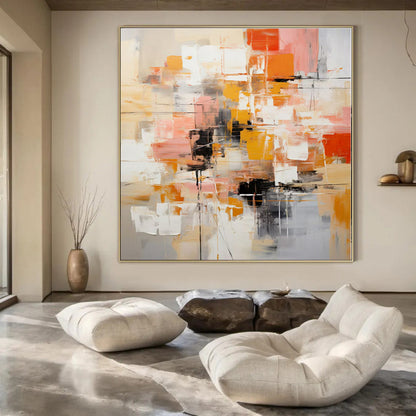 Hand-Painted Bespoke Abstract Canvas for Hallway & Hotel Lobby