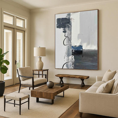 Large-Scale Made-to-Order Hand-Painted Abstract Canvas for Kitchen Breakfast Nook Wall