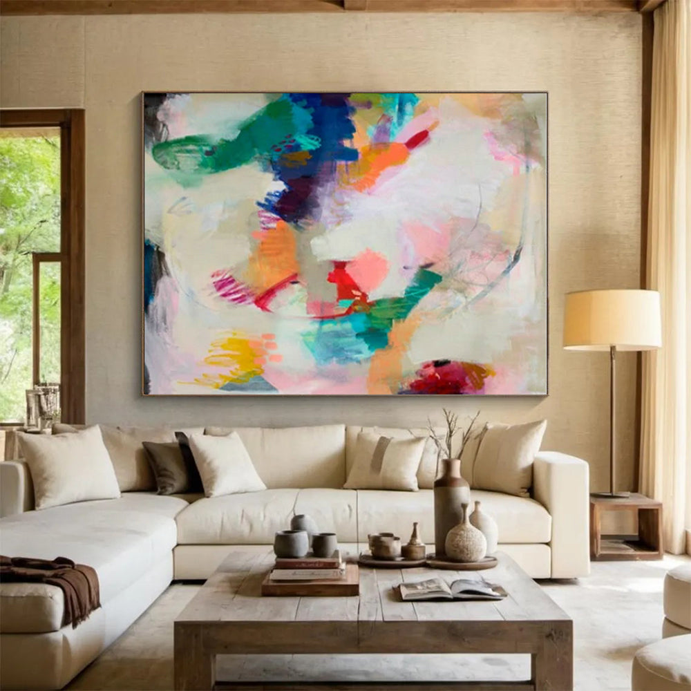 Oversized Custom Hand-Painted Abstract Painting for Mudroom Entry Feature Wall LargeART0597