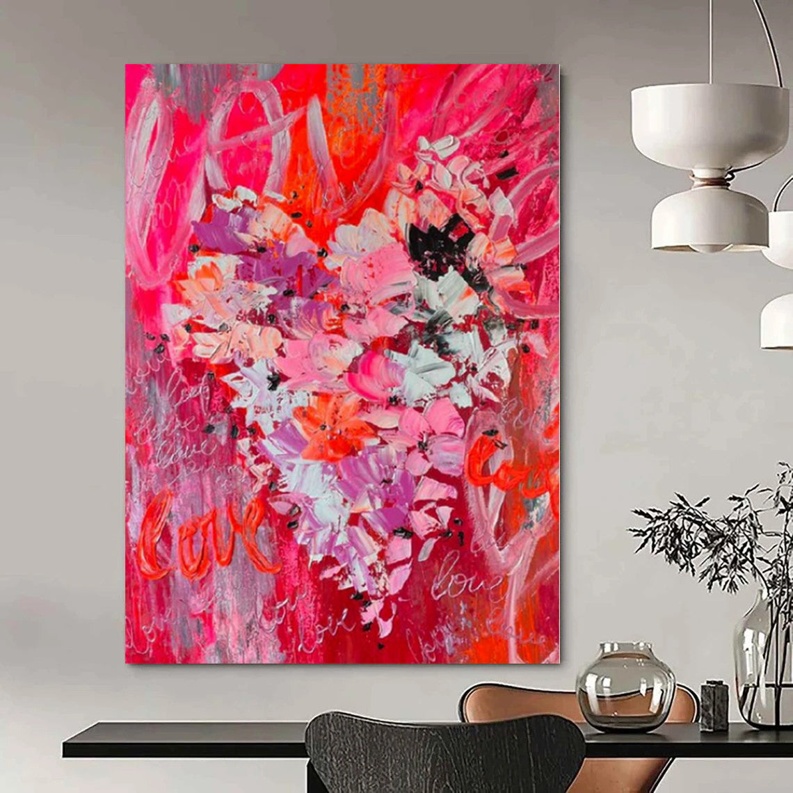 Art Deco Revival Hand-Painted Abstract Wall Art for Dining Rooms