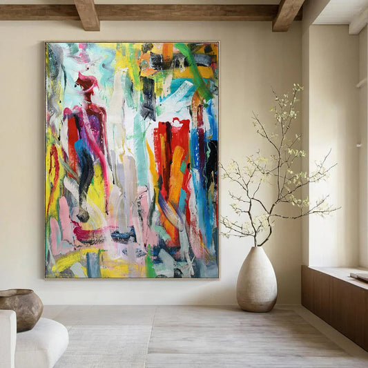 Hand-Painted Personalized Abstract Artwork for Office Customer Service Areas