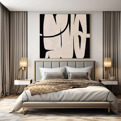 Oversized Hand-Painted Modern Abstract Painting for Living Room Bookshelf Backdrops