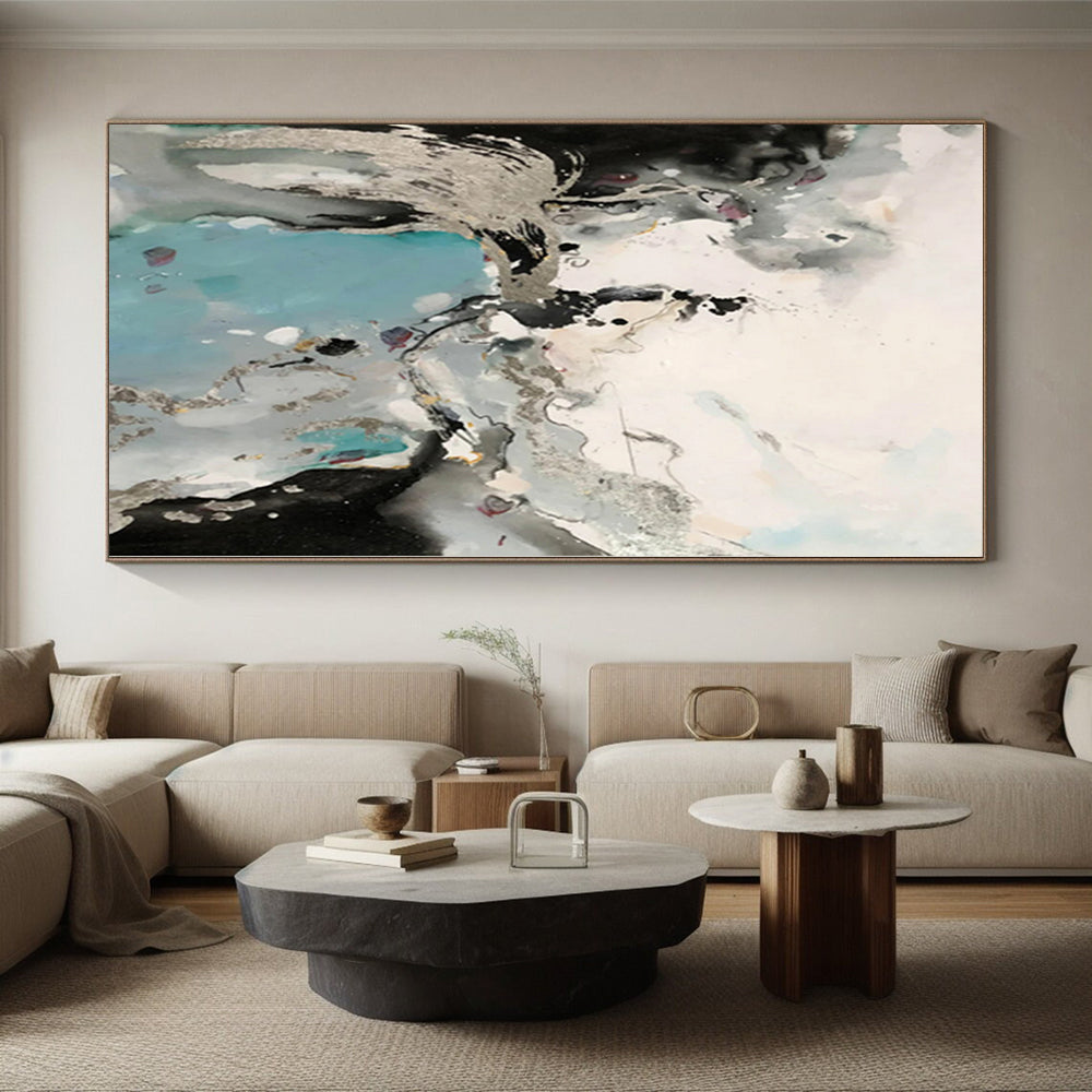 Huge Hand-Painted Abstract Canvas for Dining Room Banquet Wall