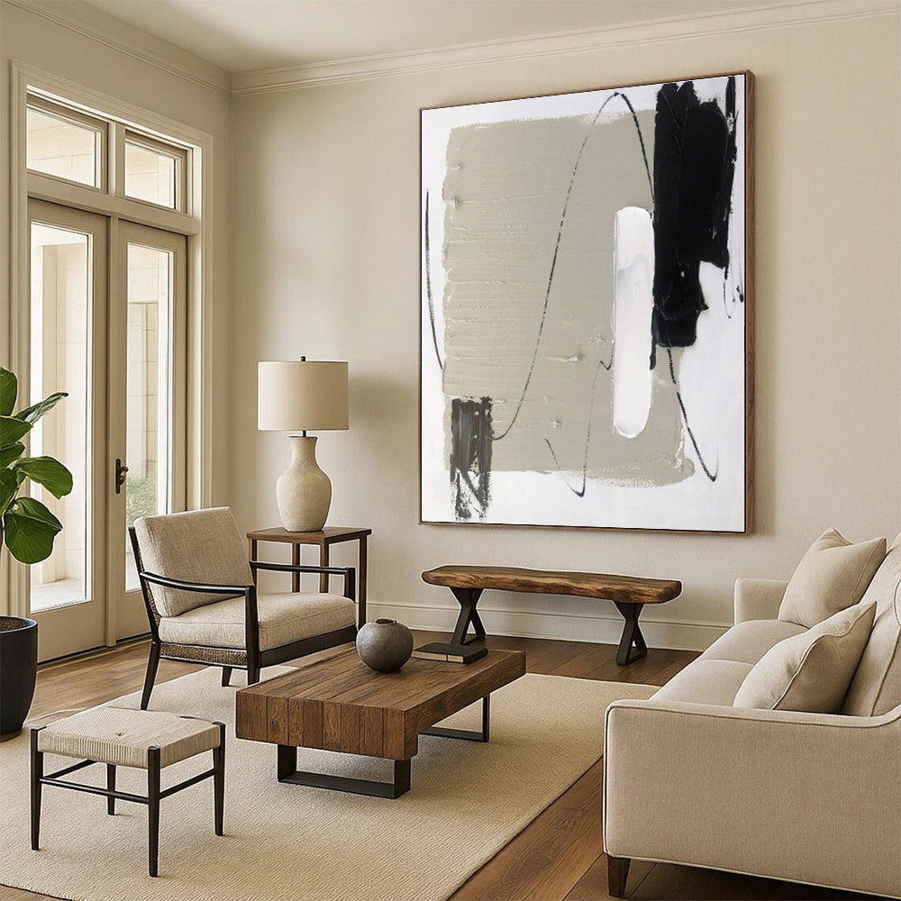 Oversized Made-to-Order Hand-Painted Abstract Wall Art for Guest Room Focal Wall