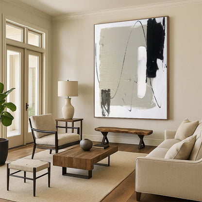 Oversized Made-to-Order Hand-Painted Abstract Wall Art for Guest Room Focal Wall