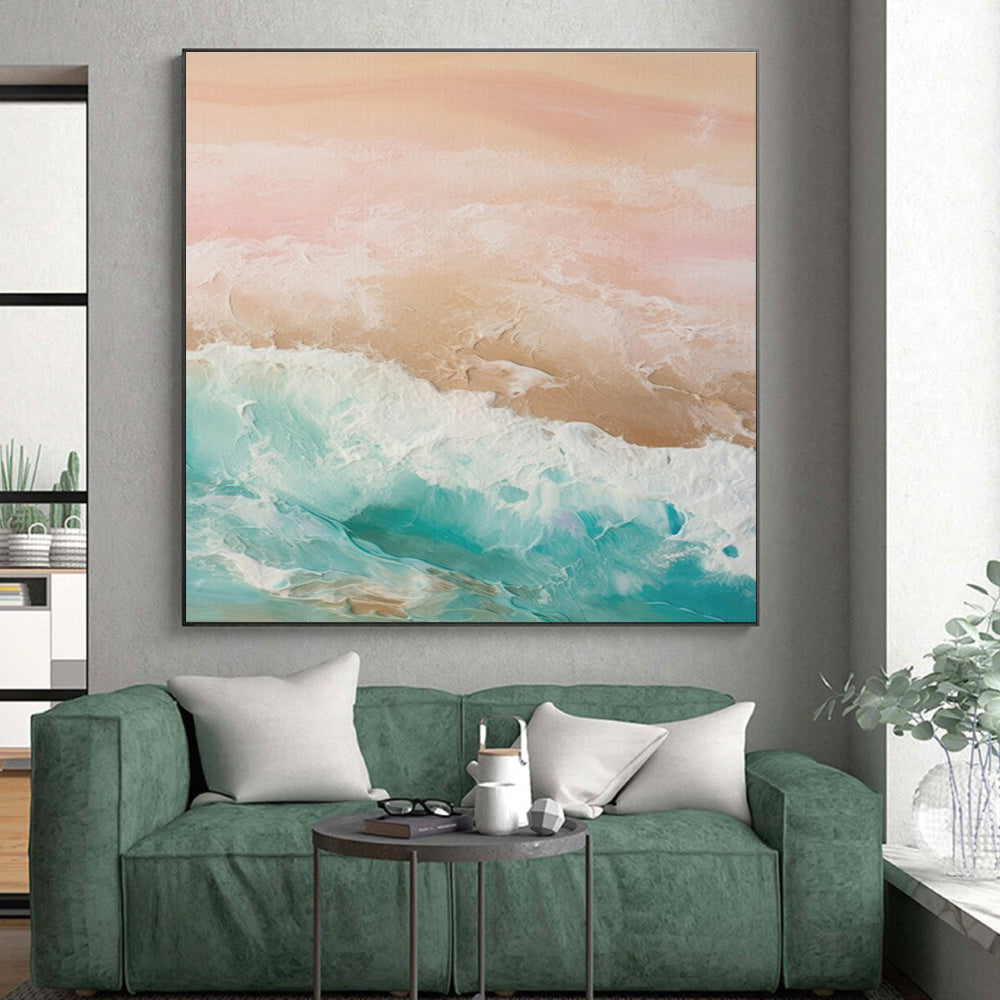 Monumental Modern Abstract Painting for Contemporary Home Indoor Poolside Lounge Wall