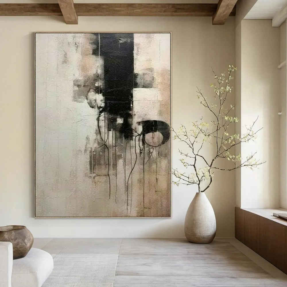 Oversized Hand-Painted Contemporary Abstract Mural for Bedroom Alcoves