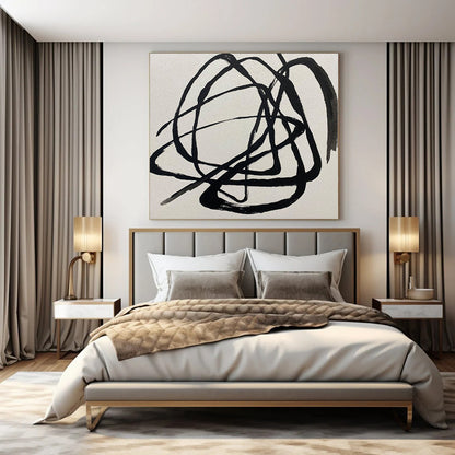 Colossal Hand-Painted Contemporary Abstract Canvas for Living Room Media Walls