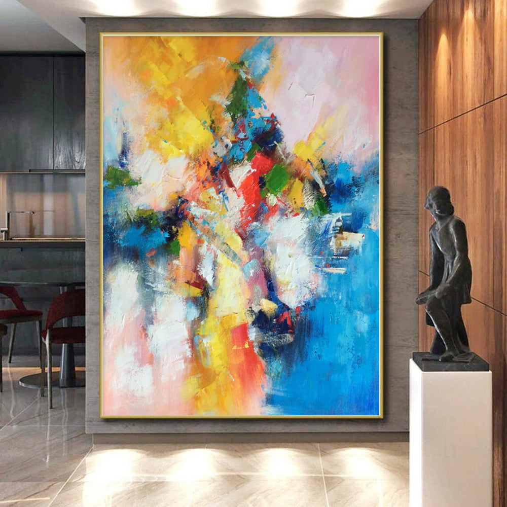 Immense Abstract Canvas for Rooftop Hot Tub Areas - Hand-Painted Resin on Canvas