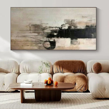 Oversized Hand-Painted Contemporary Abstract Mural for Bedroom Alcoves