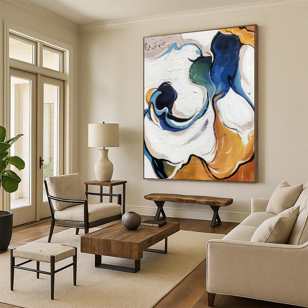 Large Custom Abstract Painting for Home Bar and Lounge Feature Walls