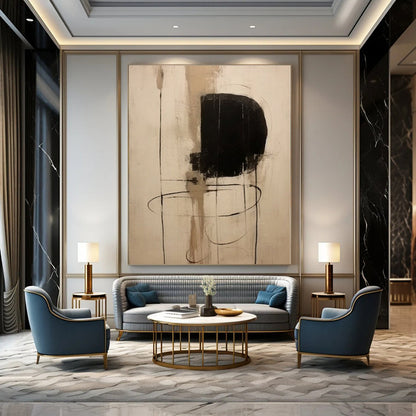 Large Hand-Painted Contemporary Abstract Wall Art for Office Copy Rooms
