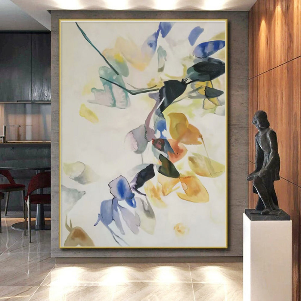 Huge Hand-Painted Abstract Canvas for Dining Room Buffet Feature Wall