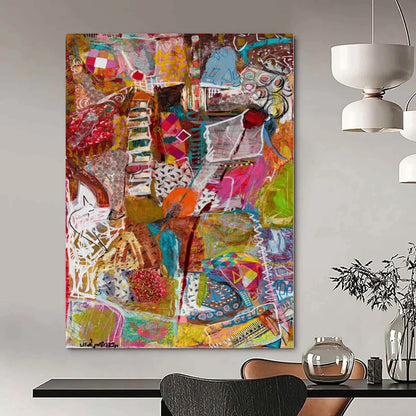 Giant Hand-Painted Contemporary Abstract Art for Family Home Teen Hangout Areas