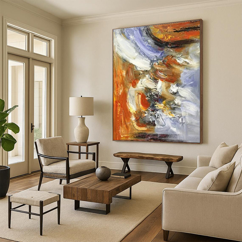 Super-Sized Tailored Hand-Painted Abstract Art for Reading Nook Window Seat Wall LargeART0619