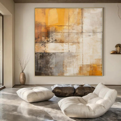 Oversized Hand-Painted Modern Abstract Painting for Family Home Guest Suites