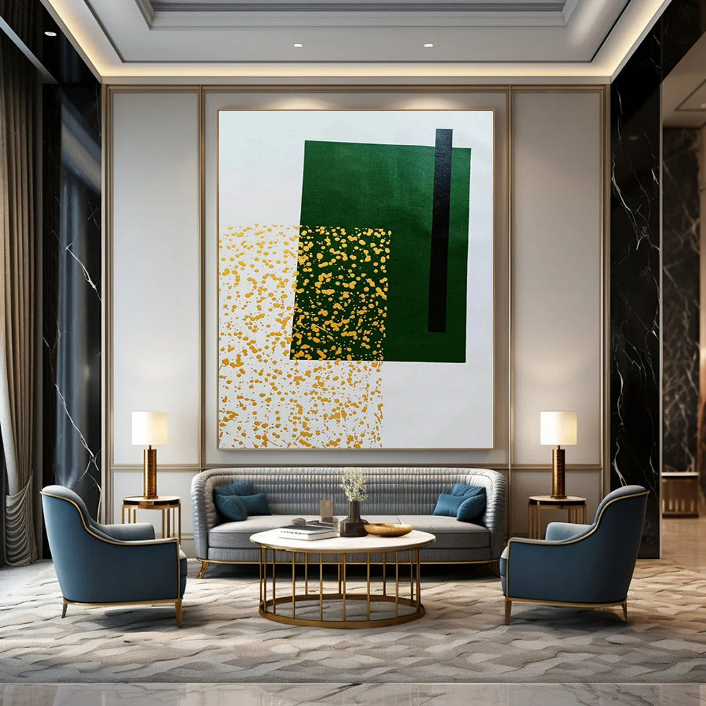 Large-Scale Hand-Painted Abstract Mural for Living Room and Hallway