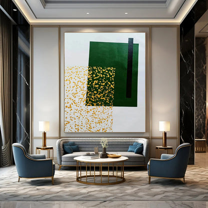 Large-Scale Hand-Painted Abstract Mural for Living Room and Hallway