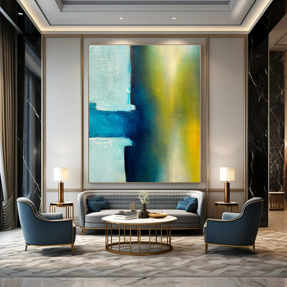 Colossal Hand-Painted Contemporary Abstract Mural for Bedroom Shared Spaces