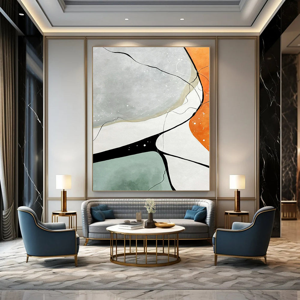 Extra-Huge Hand-Painted Modern Abstract Canvas for Bedroom Dormer Windows
