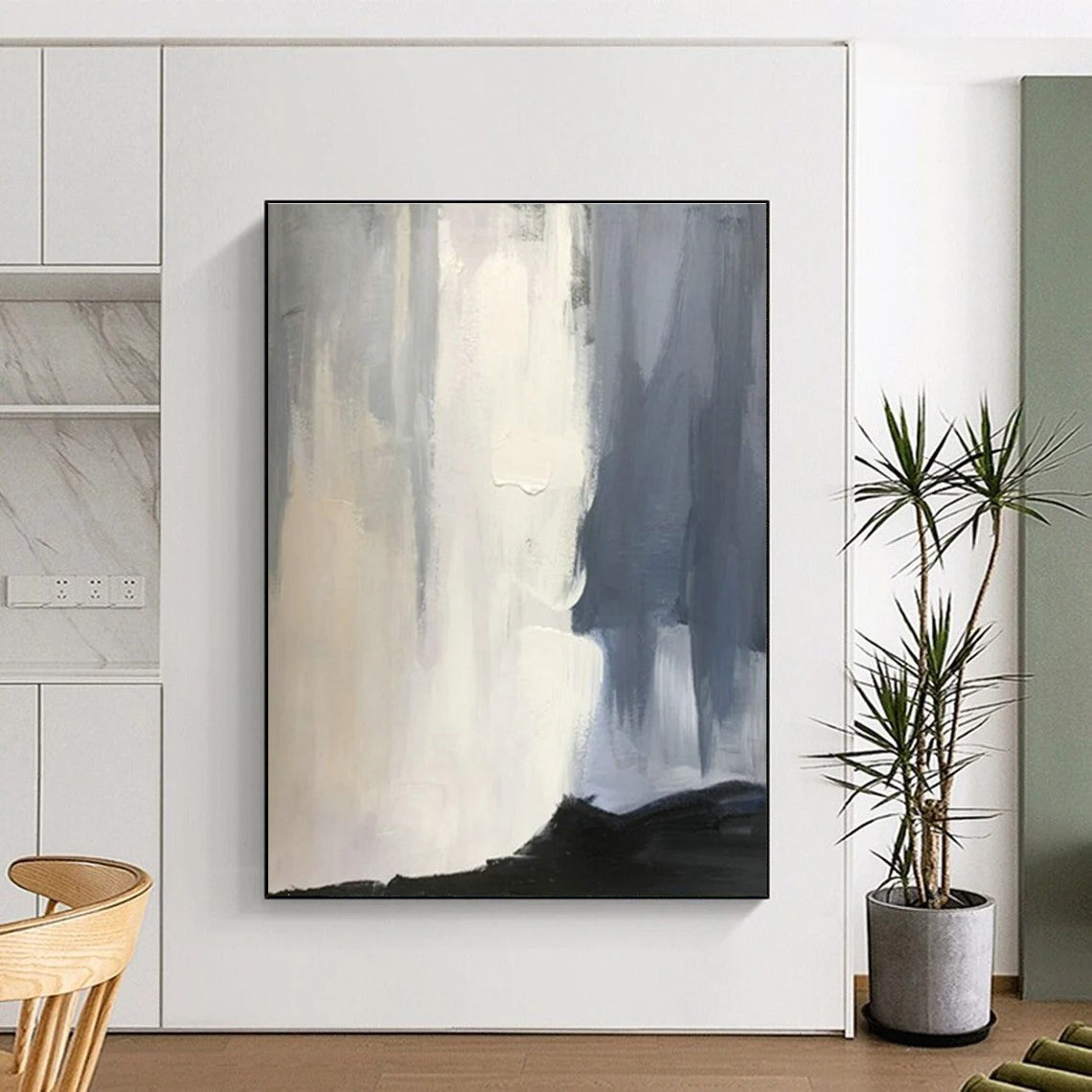 Oversized Bespoke Hand-Painted Abstract Canvas for Bathroom Shower Alcove Wall LargeART0614