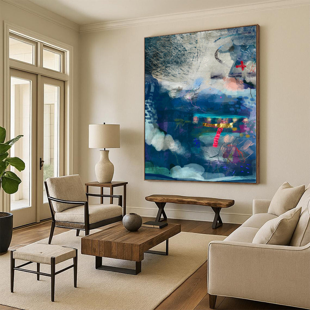 Immense Hand-Painted Abstract Wall Art for Co-Working Spaces