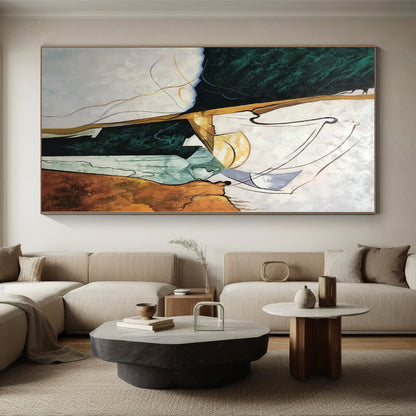 Monumental Custom Abstract Painting for Sunroom Garden View Walls