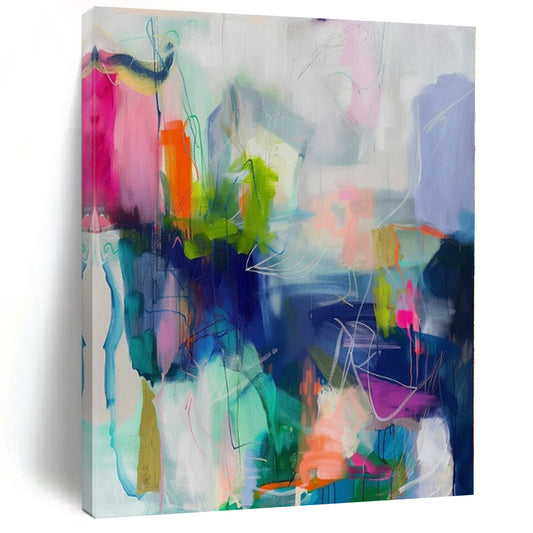 Giant Hand-Painted Contemporary Abstract Painting for Dining Room Breakfast Nooks