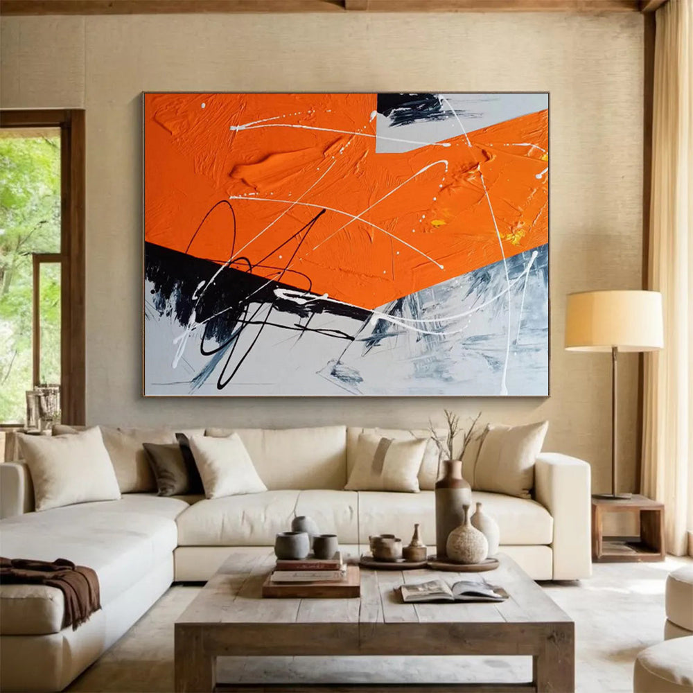 Grand Hand-Painted Abstract Canvas for Attic Home Office and Study Nooks