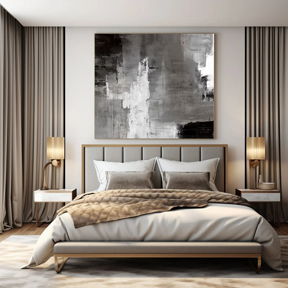 Huge Hand-Painted Contemporary Abstract Painting for Living Room Above Sofa Headers