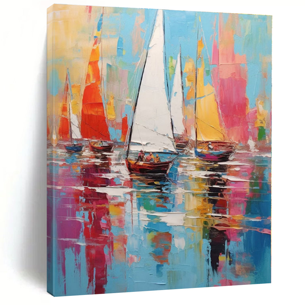 Giant Hand-Painted Contemporary Abstract Canvas for Office Training Rooms