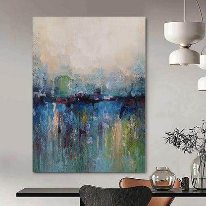 Giant Hand-Painted Contemporary Abstract Art for Living Room Staircase Adjacent Walls