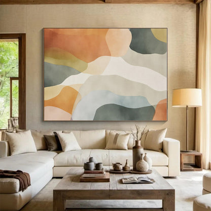 Monumental Modern Abstract Painting for Kitchen Island Backdrop in Contemporary Kitchens