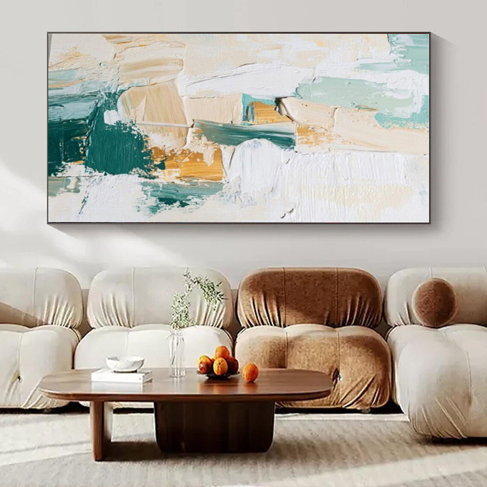 Huge Hand-Painted Contemporary Abstract Canvas for Office Waiting Areas