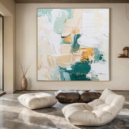 Huge Hand-Painted Contemporary Abstract Canvas for Office Waiting Areas