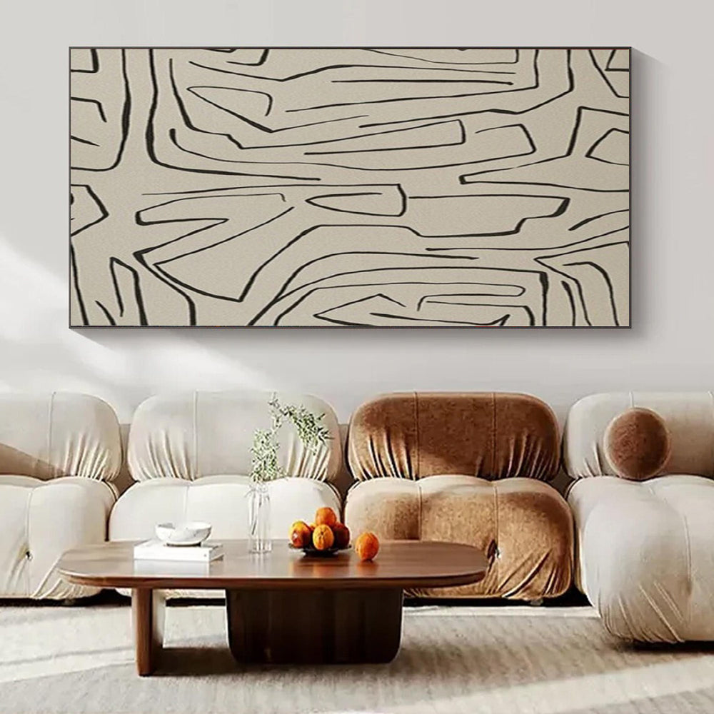 Immersive Hand-Painted Contemporary Abstract Mural for Living Room Open Walls