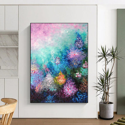 Immense Geometric Abstract Art - Hand-Painted Resin for Tech Startup Reception Areas